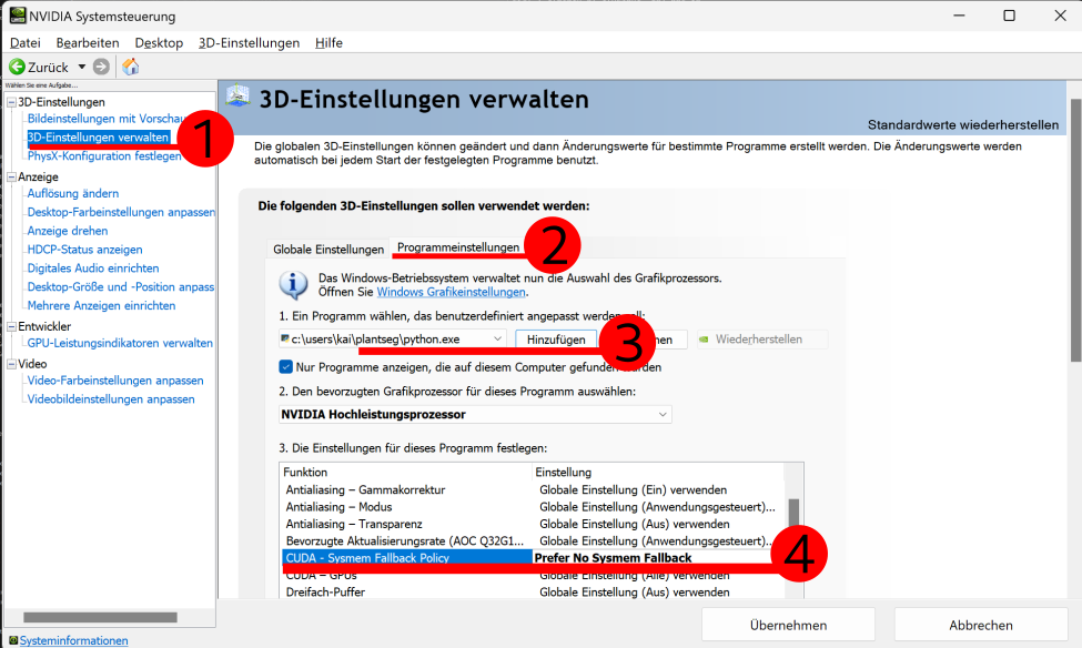 NVIDIA control panel